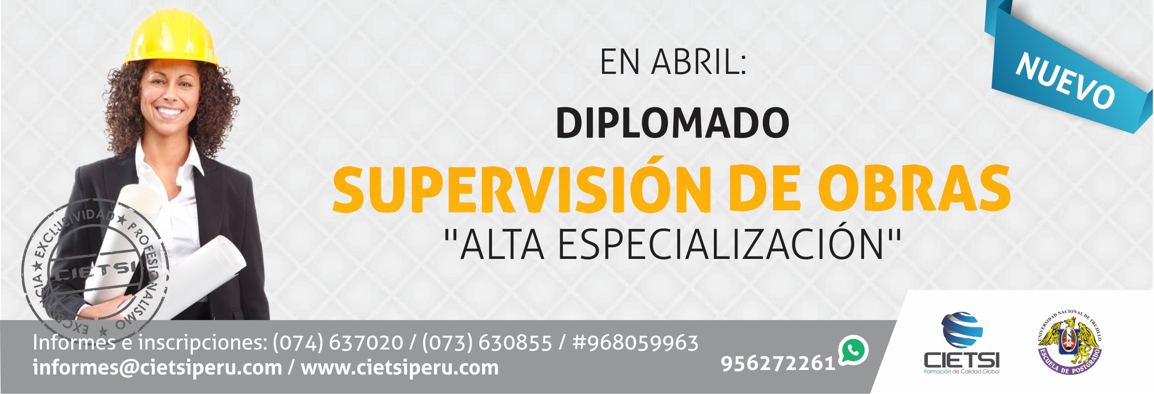 DIPLOMADO EN SUPERVISIÓN DE OBRAS 2016 - ALTA ESPECIALIZACIÓN