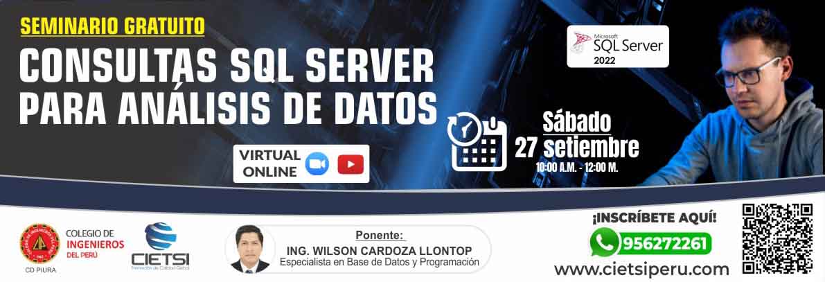 SEMINARIO GRATUITO CONSULTAS SQL SERVER PARA ANÁLISIS DE DATOS 2025