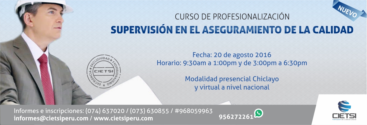 curso de profesionalizaciOn supervisiOn en el aseguramiento de la calidad 2016